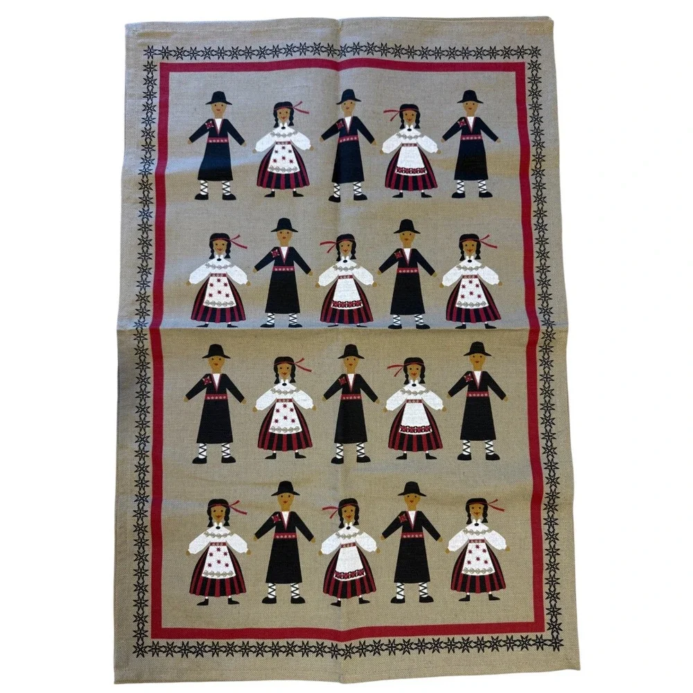 Linen Paradise Estonia 100% Linen Folk Art 2 Tea Towels NEW Traditional Costume